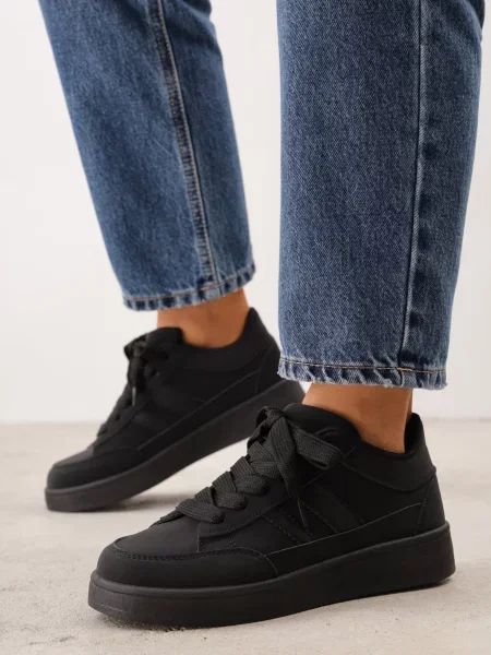 Sneakers Basic cu dungi laterale Adila negri