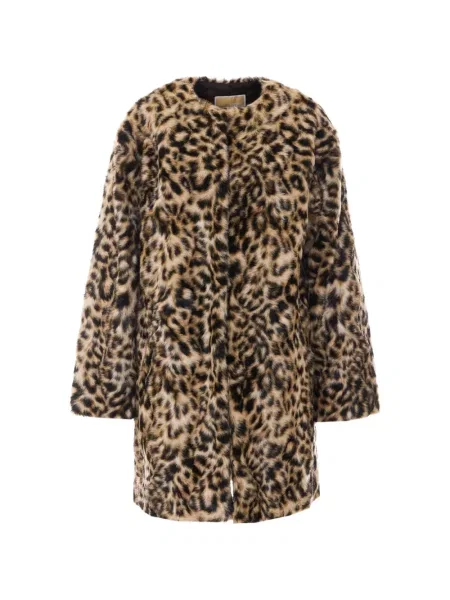 Palton de blană Michael Michael Kors cu model leopard cu blană maro