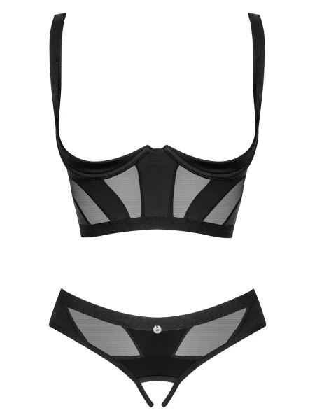 Трусики с открытым доступом Комплект_Obsessive_Chic_Amoria_set_otwarty чорні