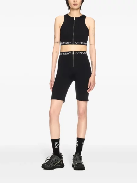 Pantaloni scurți Off-White Logoband Zipped Shorts Black L alb