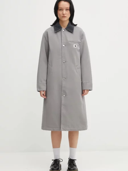 Carhartt WIP geacă jeans W Webster Coat de tranziție gri