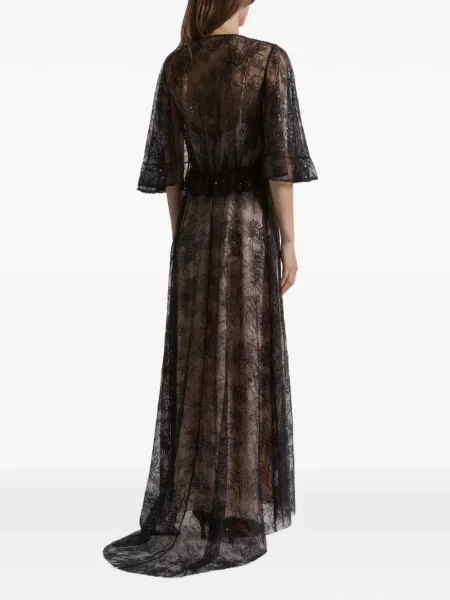 Rochie maxi Alberta Ferretti cu decolteu în V de costum negru