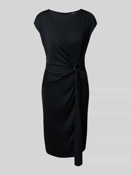 Sukienka o długości do kolan w kopertowym stylu model ‘Gervas’ Lauren Ralph Lauren czarna
