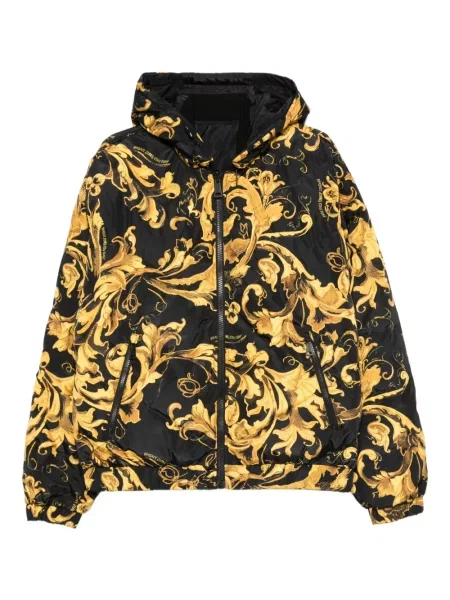 Geacă de blugi Versace Jeans Couture cu glugă cu imagine negru