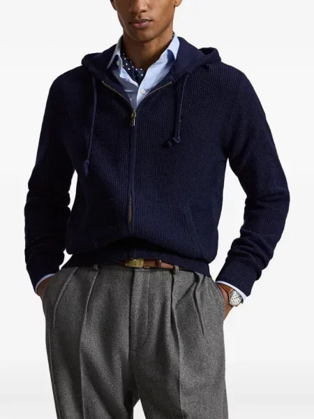 Μάλλινο polo Polo Ralph Lauren με κουκούλα με σχέδιο μαύρο