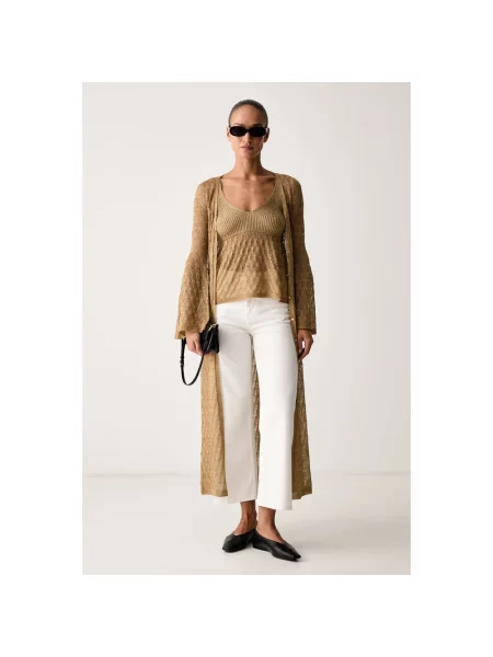 Dzianinowy top Twinset żółty