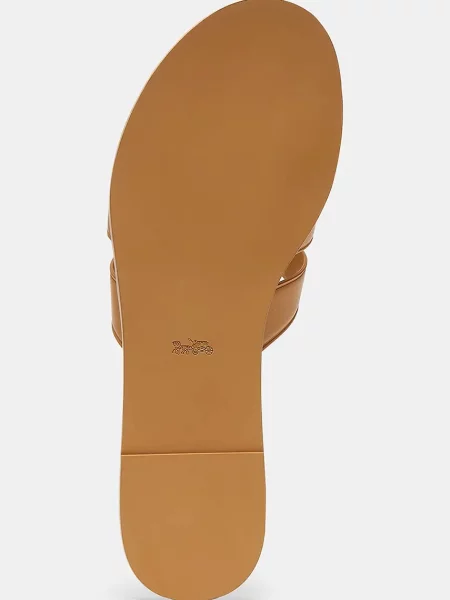 Coach női váll nélküli bőr papucs Lena Leather Slide Sandal bézs