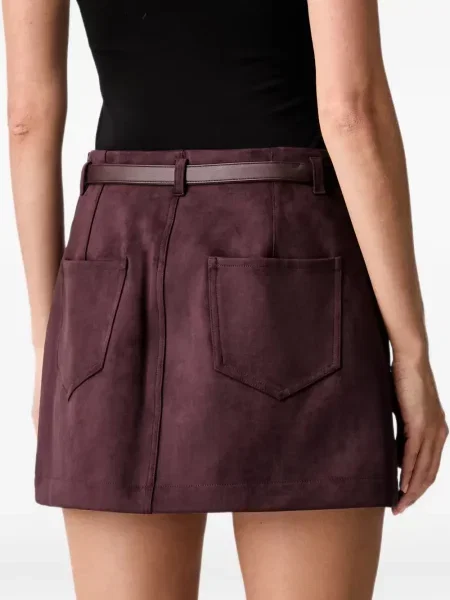 Fusta mini Guess din piele de căprioară violet