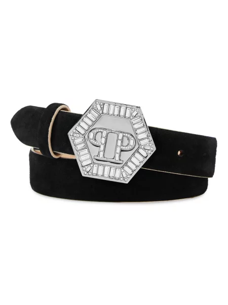 Pasek Philipp Plein skórzany z paskiem czarny