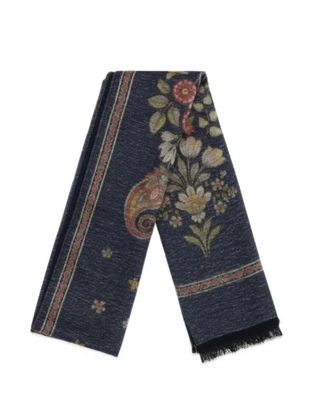 Fular Kiton cu model floral cu imagine albastru