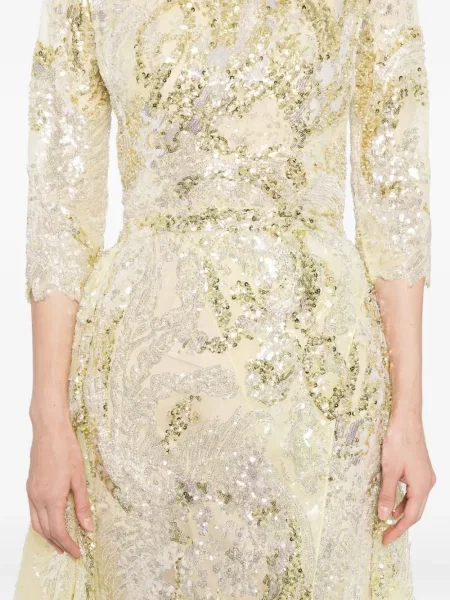 Rochie maxi Saiid Kobeisy cu broderie de costum galben