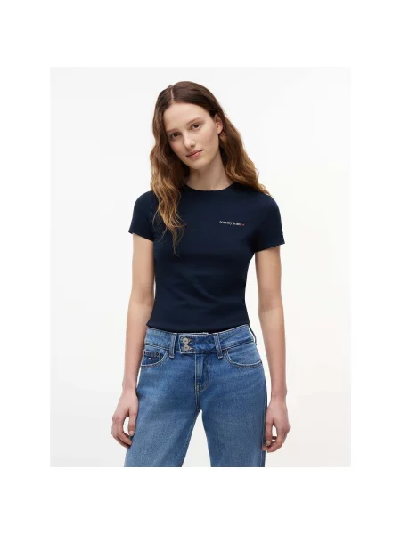 Tommy Jeans Tricou Ess Logo Bleumarin albastru