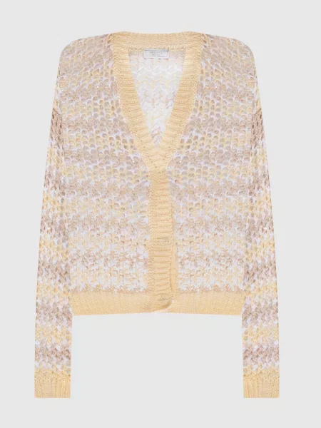 Ажурний кардиган з паєтками Peserico жовтий