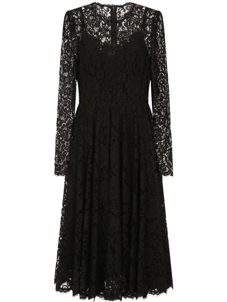 Rochie maxi Dolce & Gabbana din dantelă lungă de costum negru