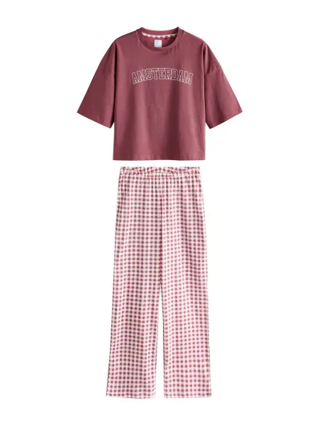 Next Pijama mauve alb