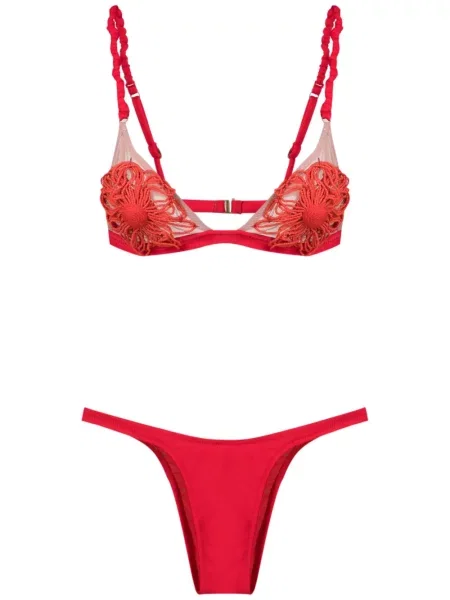 Bikini Amir Slama cu model floral roșu