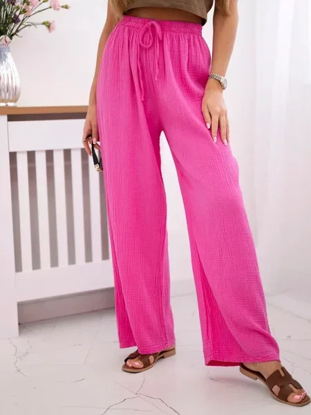 Pantaloni Kesi Włoski din muselină roz