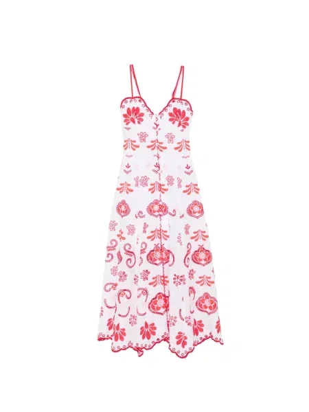 Rochie maxi Charo Ruiz Ibiza cu broderie cu model floral alb