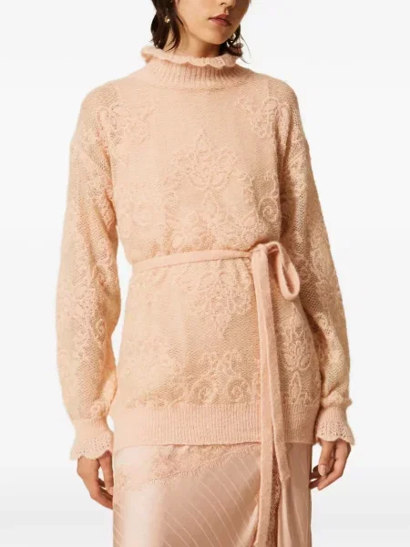 Pulover Twinset din lână alpaca roz