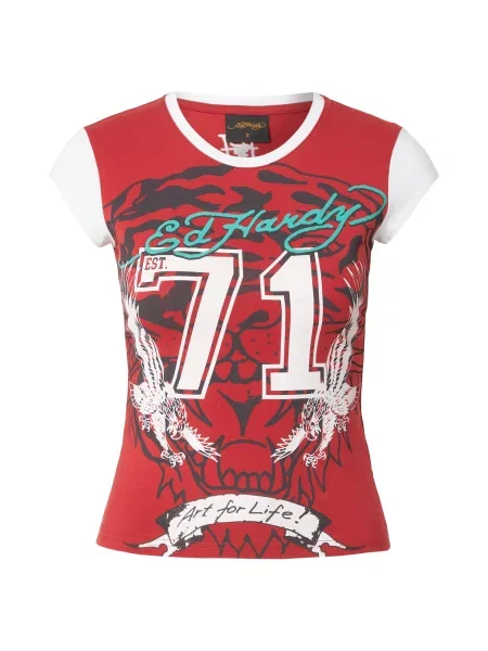 Ed Hardy Tricou albastru deschis / roșu / negru alb