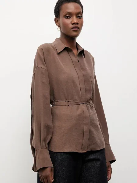 Классическая ошейниковый рубашка Answear.lab коричневая