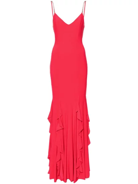 Rochie maxi Nissa din șifon cu volane de costum roșu
