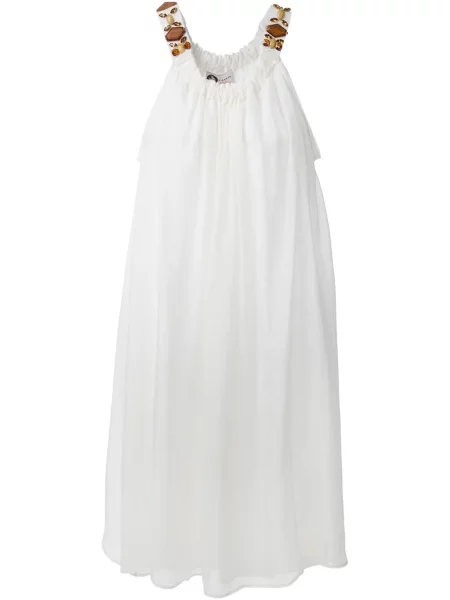 Rochie Lanvin drapată cu bretele alb