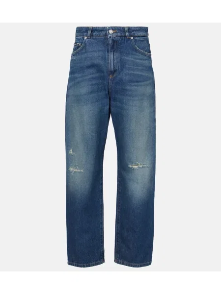 Proste jeansy Dolce&gabbana z przetarciami niebieskie