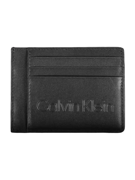 Lniany portfel Calvin Klein czarny