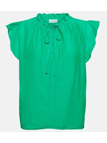 Top Velvet de mătase verde