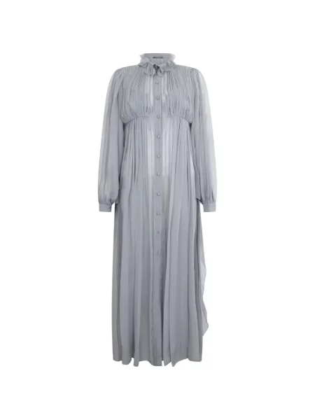 Gulerat rochie maxi Alberta Ferretti cu volane gri