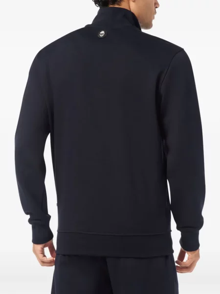 Pulover Billionaire cu broderie de jumătate de fermoar albastru