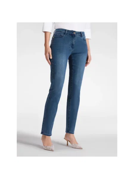 Lniane skinny jeansy Elena Miro' niebieskie