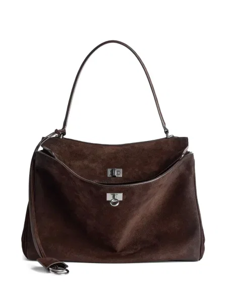 Top Balenciaga din piele de căprioară maro