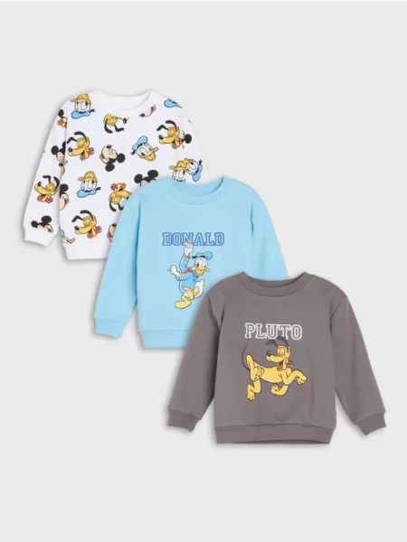 Sinsay mikiny crewneck Disney 3 pack světle modrá