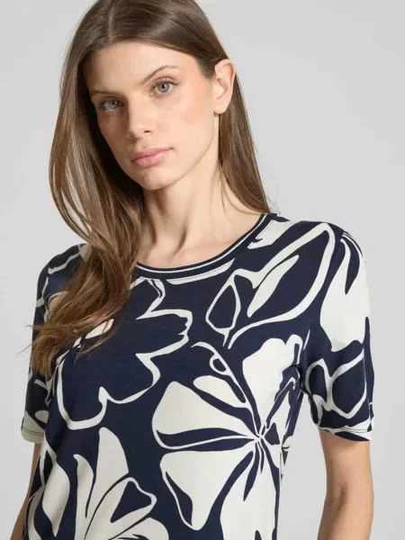 T-shirt z mieszanki i elastanu w całościowym wzorze Betty Barclay granatowa