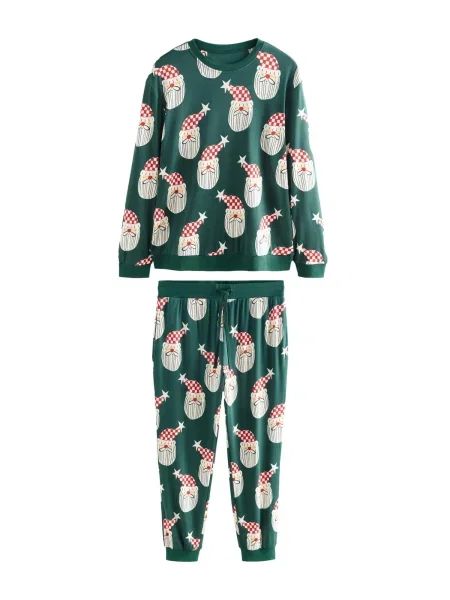 Next Pijama lungă verde smarald / roșu / negru alb