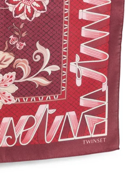 Fular Twinset cu model floral cu imagine roșu