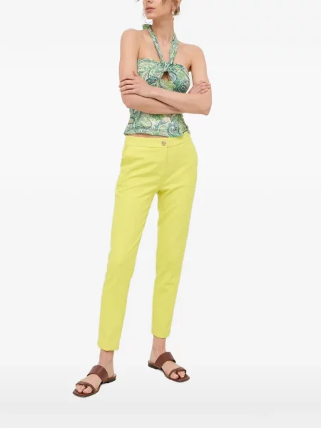 Top Morgan cu model paisley cu gât halter verde
