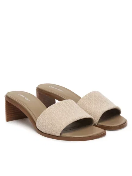 Calvin Klein Natikači Block Heel Sandal Aop bež