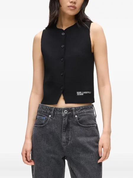 Vestă denim Karl Lagerfeld Jeans tricotate negru