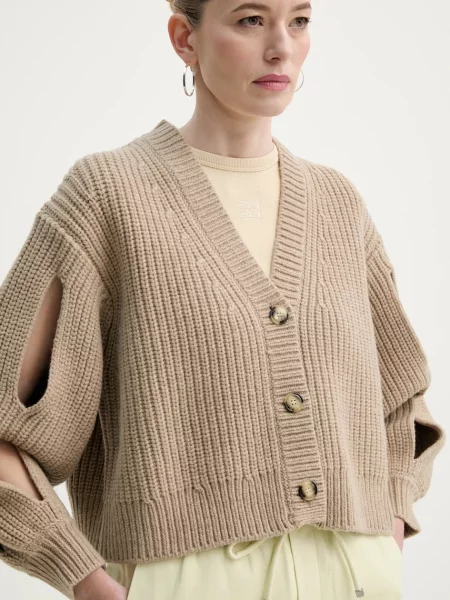 Nanushka cardigan din lana KAROLIN femei bej