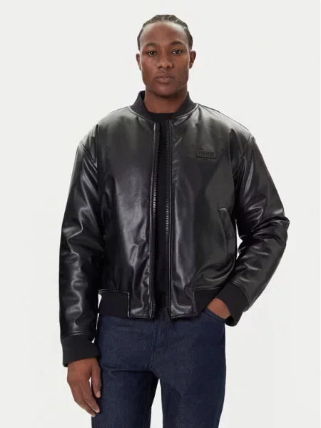 Kurtka jeansowa Versace Jeans skórzana czarna