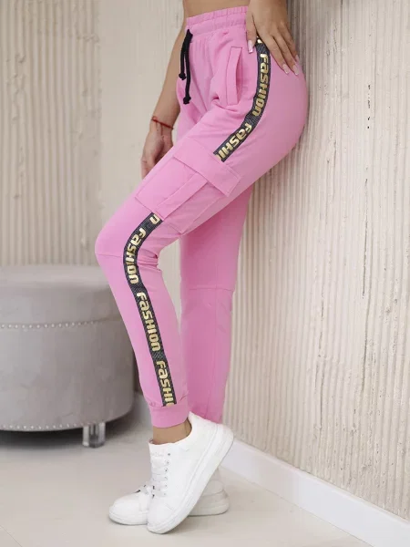Spodnie cargo Kesi różowe