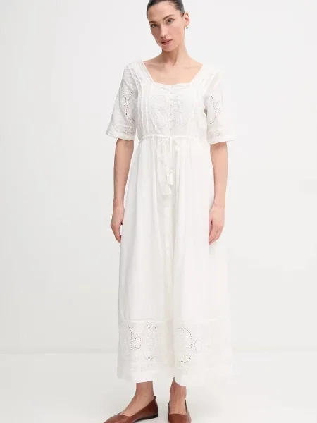 Pepe Jeans rochie ELEANOR maxi evazati bej