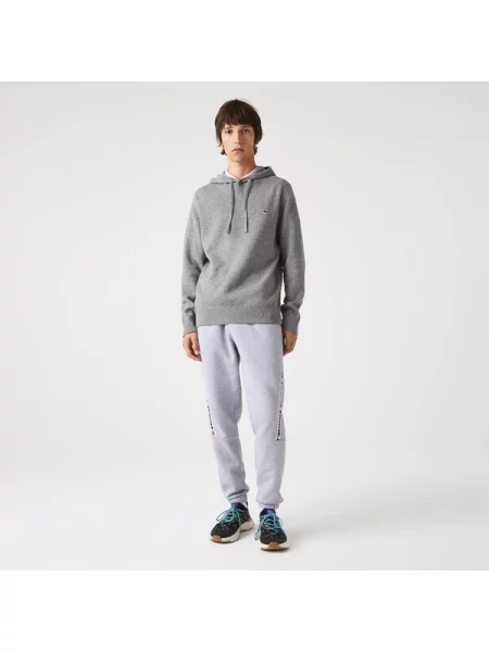 Lacoste Sweter Z Kapturem O Klasycznym Kroju I Kontrastowym Wnętrzu szary
