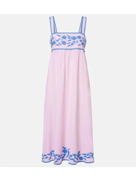 Rochie midi Juliet Dunn cu broderie de in până la genunchi roz