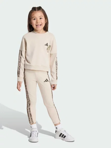Дитячий Спортивний костюм adidas 3 Stripes комбінований верх бежевий
