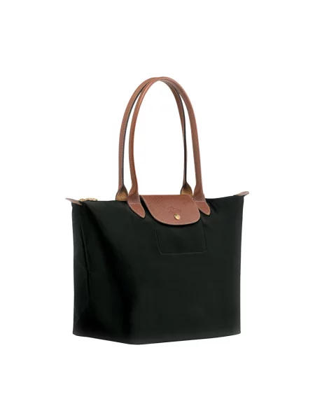 Duża torebka skórzana Longchamp skórzana elegancka czarna