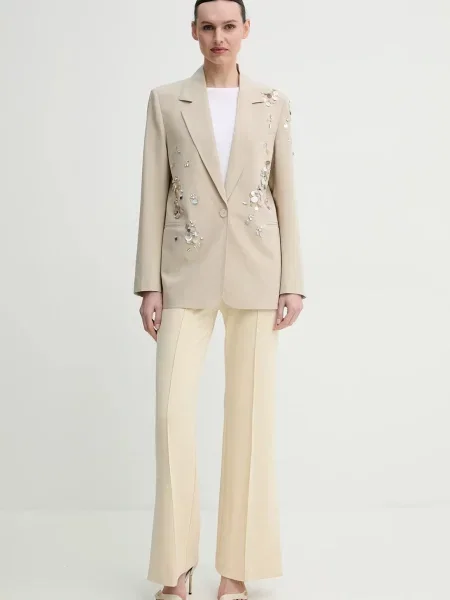 Day Birger et Mikkelsen spodnie Wagner dzwony high waist beżowy